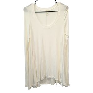 Free People Cream Ribbed Oversized Long Sleeve Top Size Small Boho